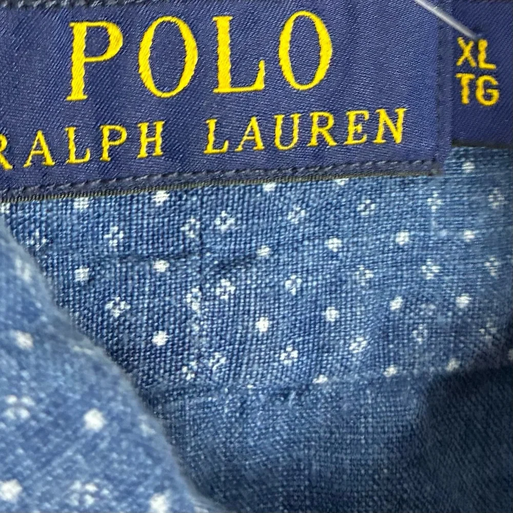 Polo Ralph Lauren Blue Dot Patterned Linen Button Shirt Men’s XL Long Sleeve